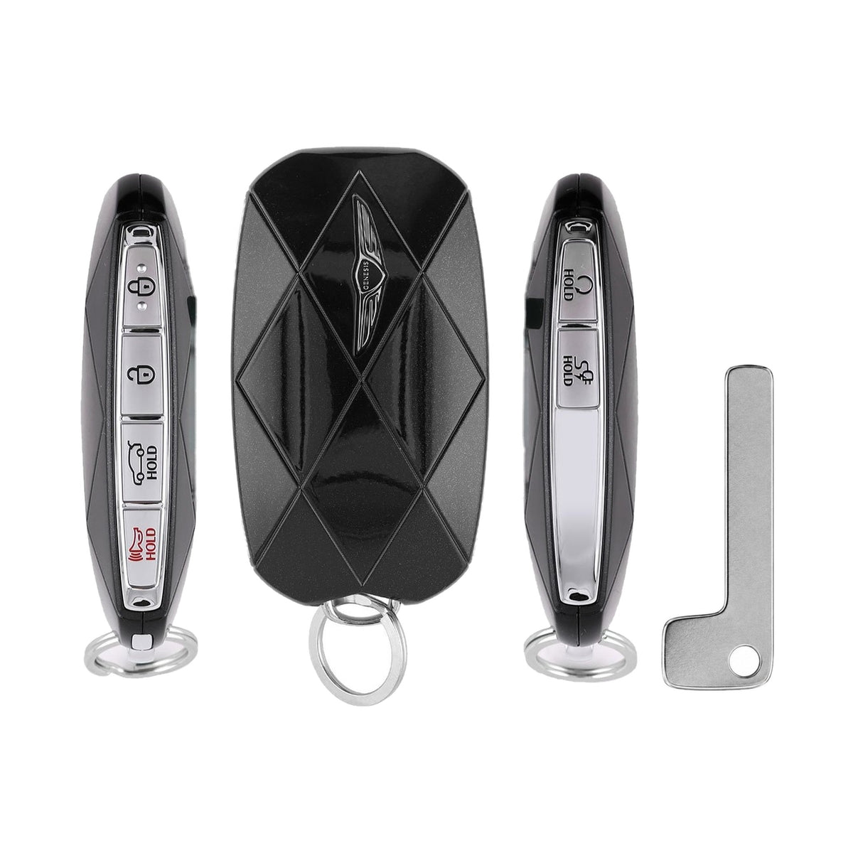 2026 Genesis GV60 6-Button Smart Key PN: 95440-CU260 TQ8-FOB-4F75M44 - front, back, side buttons and emergency key