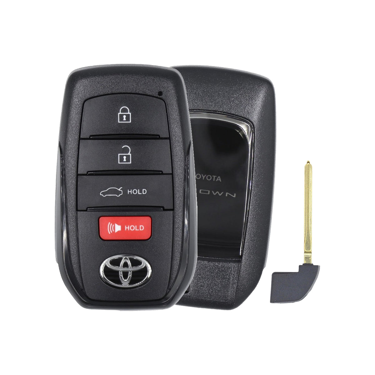 2023-2026 Toyota Crown 4-Button Smart Key PN: 8990H-30190 HYQ14FBX 8A Chip Locked - front, back and emergency key