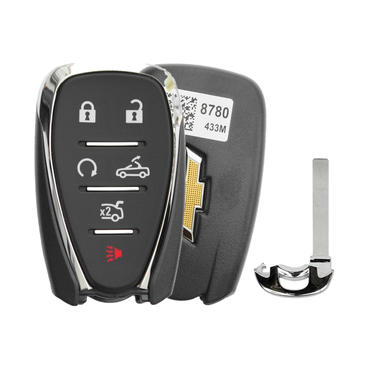 2016-2020 Chevrolet Camaro 6-Button Smart Key OEM - front, back and emergency key