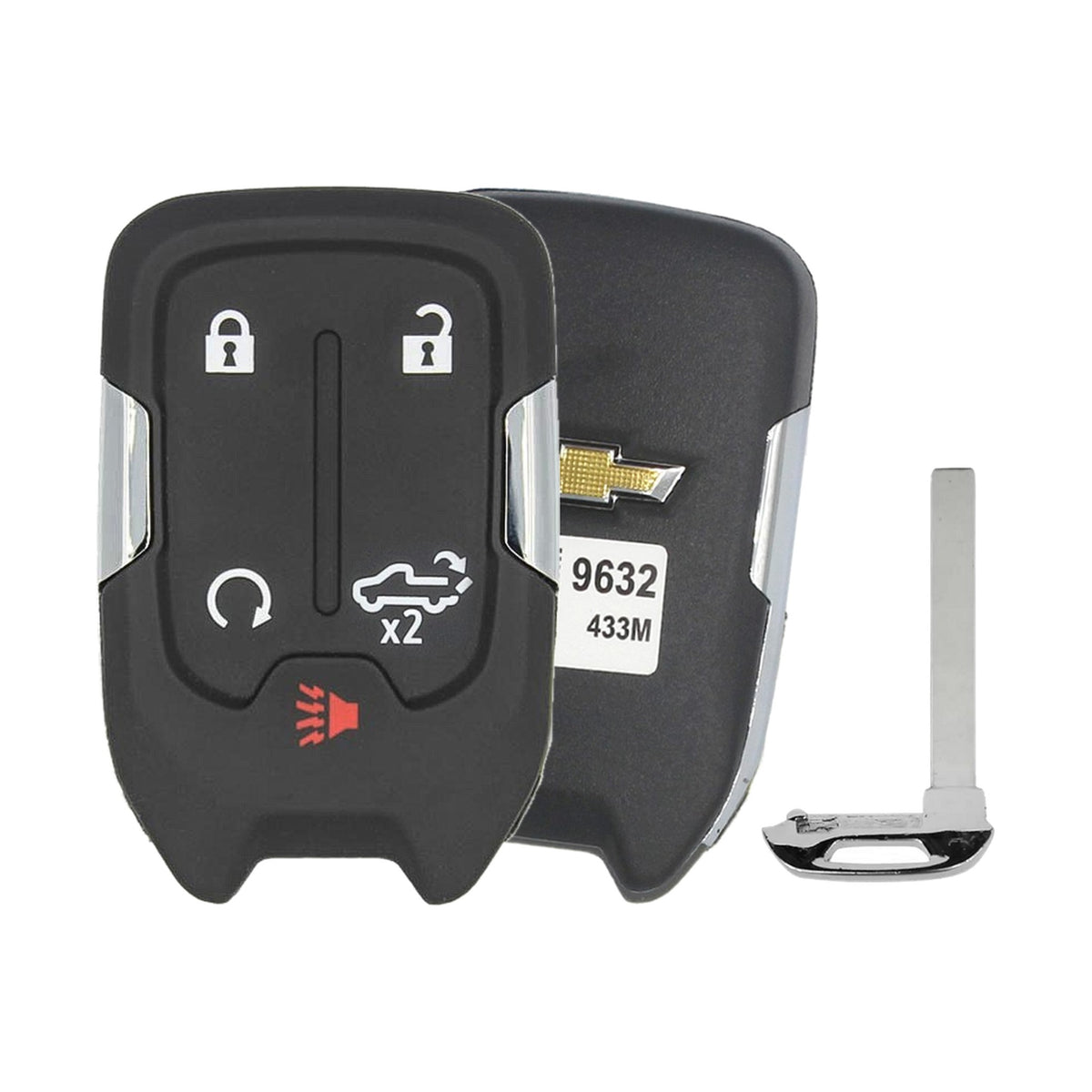 2019-2022 Chevrolet Silverado 5-Button Smart Key OEM - front, back and emergency key