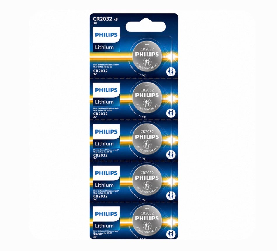 Philips CR2032 3V Lithium Battery 5-Pack