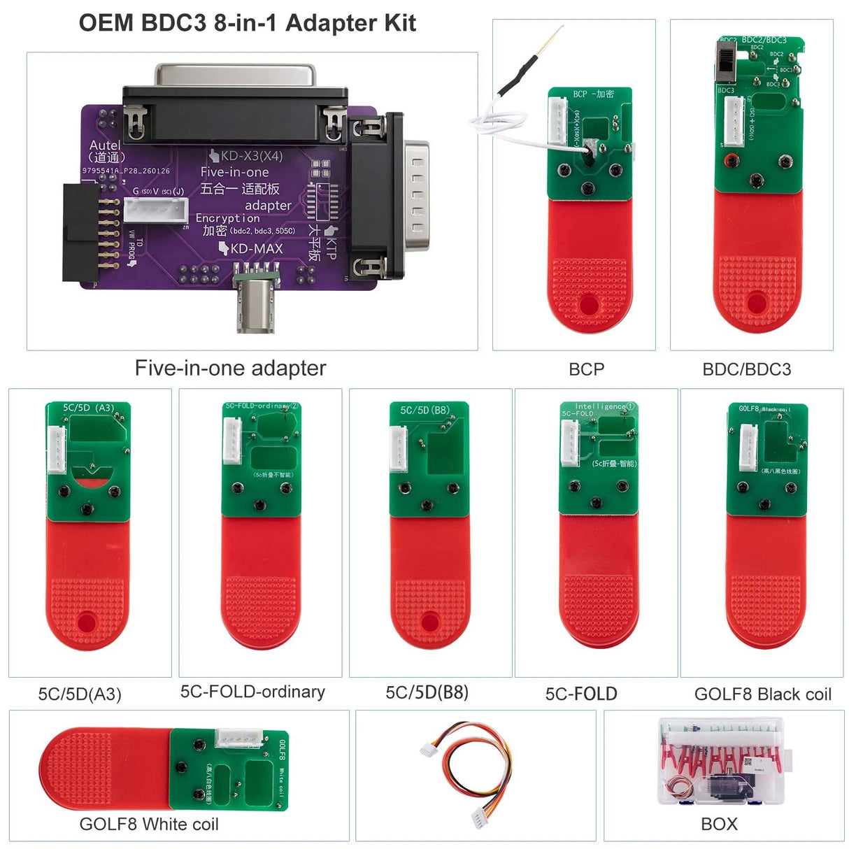Keydiy - BMW BDC3 8-in-1 Adapter Kit for 5C / 5D, Encrypted Key Programming & Matching