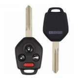 2008-2011 Subaru Legacy  Outback  Tribeca  4-Button Remote Key  PN: 57497-AG48A  CWTWBU766  4D 62 Chip - front, back, side buttons and emergency key
