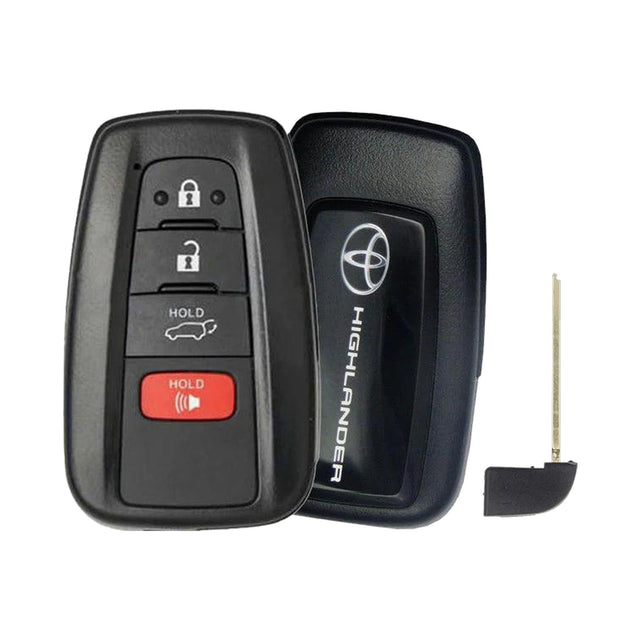 2020-2023 Toyota Highlander  4-Button Smart Key  PN: 8990H-0E370  8990H-0E020  0351  HYQ14FBC  HYQ14FLA Locked - front, back and emergency key