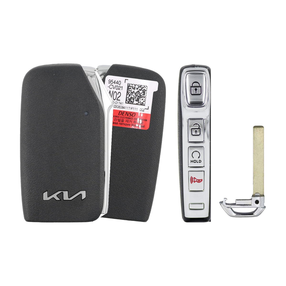 2022-2024 Kia EV6 Smart Key  4-Button Remote Start  PN: 95440-CV021  CQOFN01050 - front, back, side buttons and emergency key