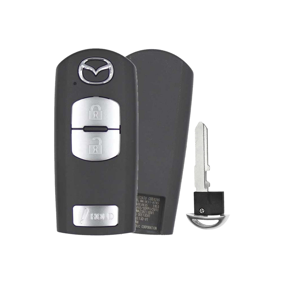 2012-2020 Mazda 3  CX-3  CX-5  CX-9  3-Button Smart Key OEM - front, back and emergency key