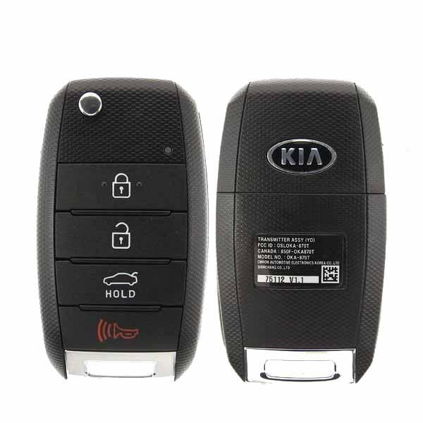 2014-2016 Kia Forte / 4-Button Flip Key / PN: 95430-A7400 / OSLOKA-OKA870T (YD) / OEM REFURB