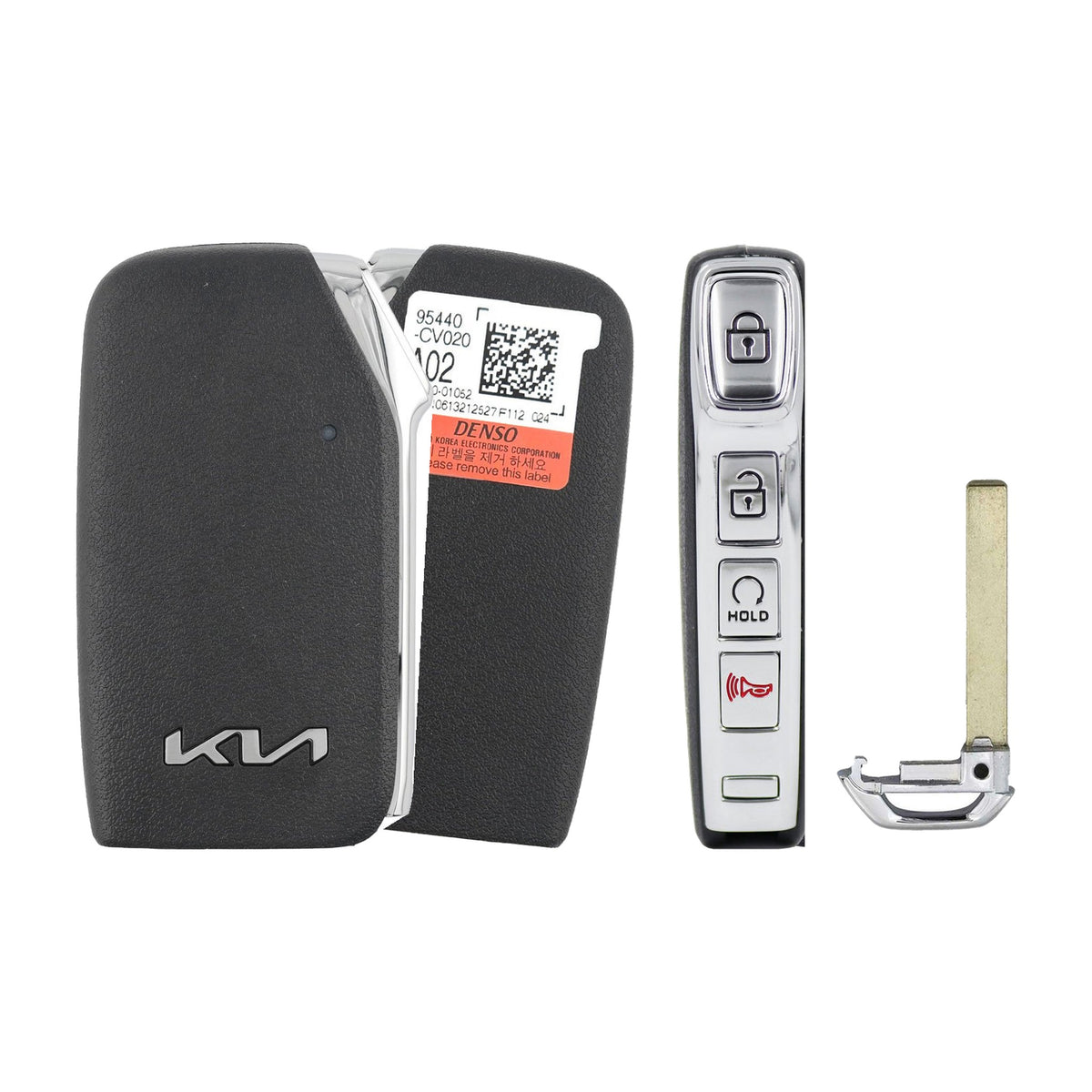 2022-2023 Kia EV6 Smart Key 4-Button Remote Start  PN: 95440-CV020  CQOFN01050 - front, back, side buttons and emergency key