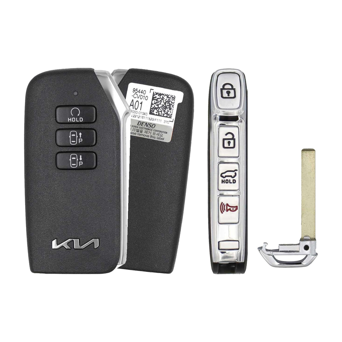 2022-2024 Kia EV6  7-Button Smart Key  PN: 95440-CV010  CQOFD01340 - front, back, side buttons and emergency key