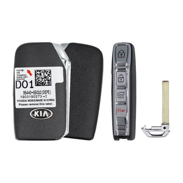 2019-2022 Kia Niro  4-Button Smart Key  PN: 95440-G5010  TQ8-FOB-4F24 (DE PE) - front, back, side buttons and emergency key