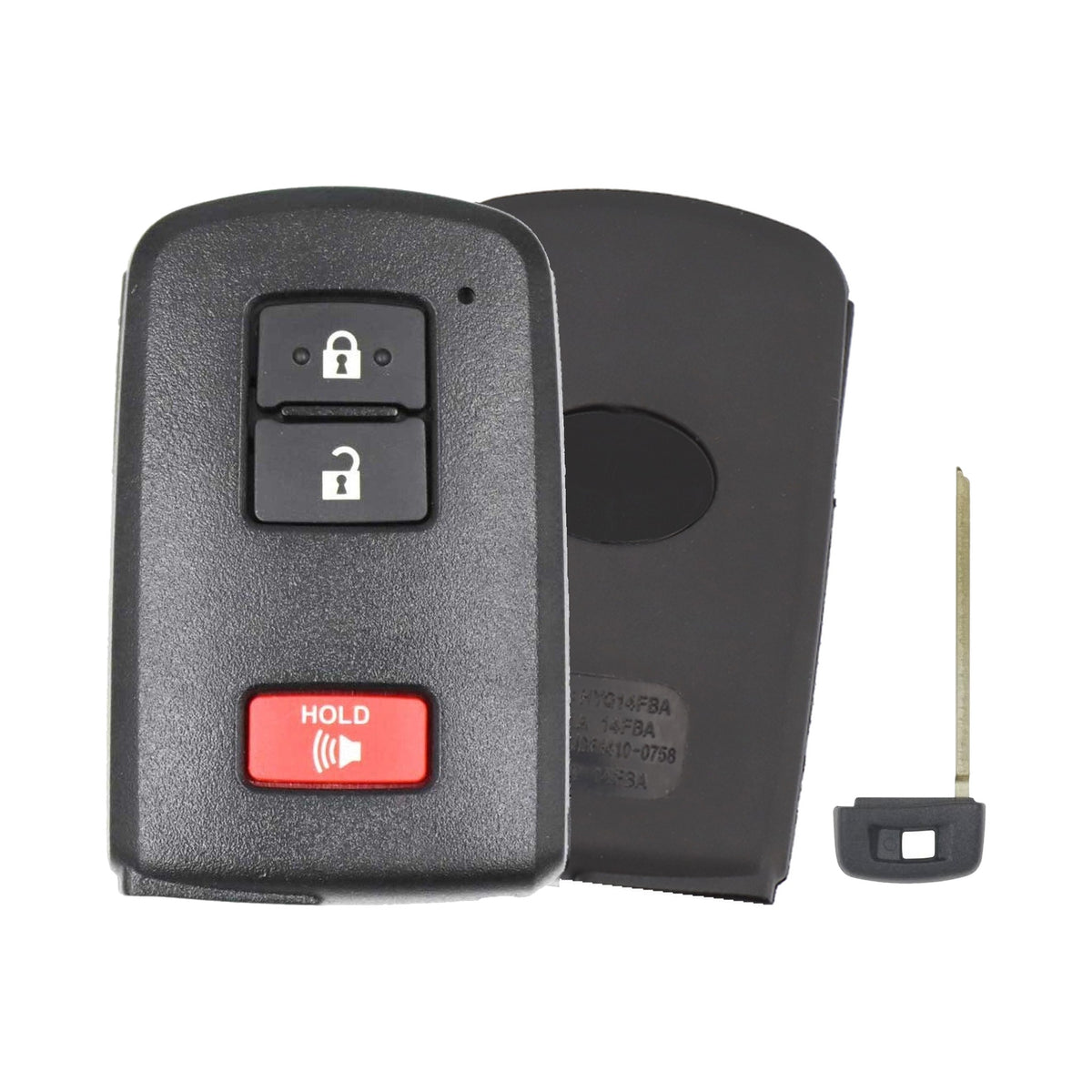 2021-2023 Toyota 4Runner  Tundra  Tacoma  3-Button Smart Key  PN: 89904-0C050  HYQ14FBB  Board 0010 - Recase, no-logo shell with emergency key