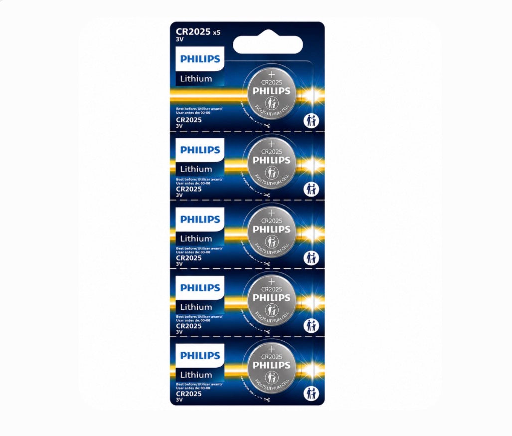 Philips CR2025 3V Lithium Battery 5-Pack