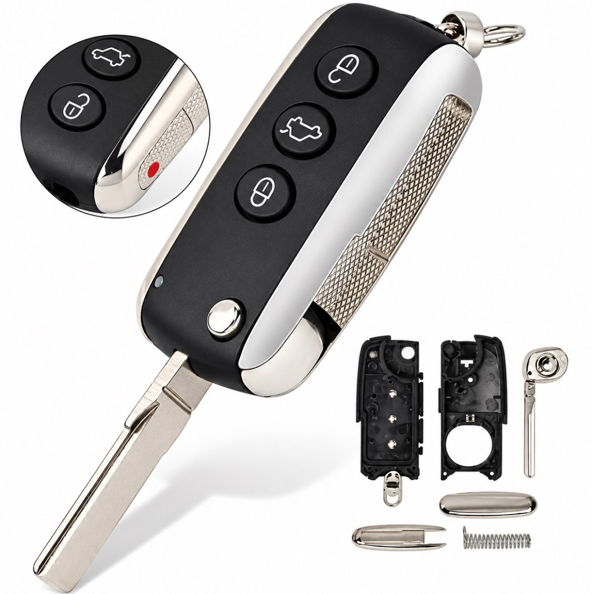 2006-2016 Bentley Continental GT GTC Flip Remote Key Shell Case Fob 4 Button