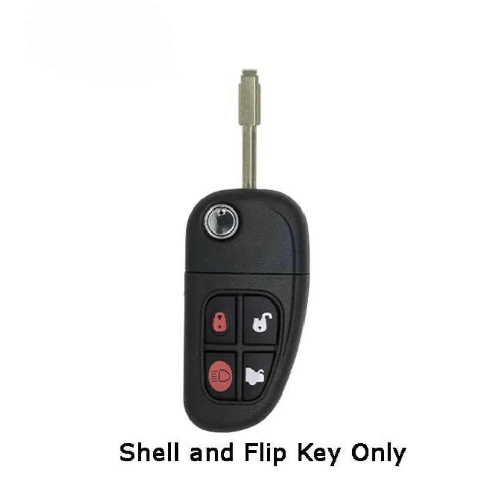 2001-2008 Jaguar 4-Button Flip Key SHELL for NHVWB1U241 / AFTERMARKET