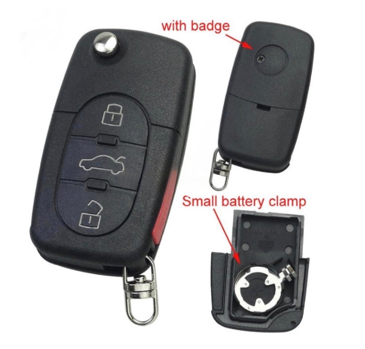 1998-2005 Audi / Volkswagen / 4-Button Flip Key SHELL (No Chip) / AFTERMARKET
