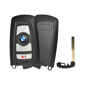 BMW F Series 4-Button Smart Key FEM-BDC 433 MHz Black - front, back and emergency key