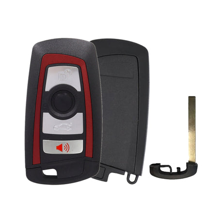 BMW F Series 4-Button Smart Key Red - Recase: no-logo shell, back and emergency key