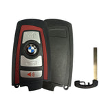 BMW F Series 4-Button Smart Key FEM-BDC 433 MHz Red - front, back and emergency key