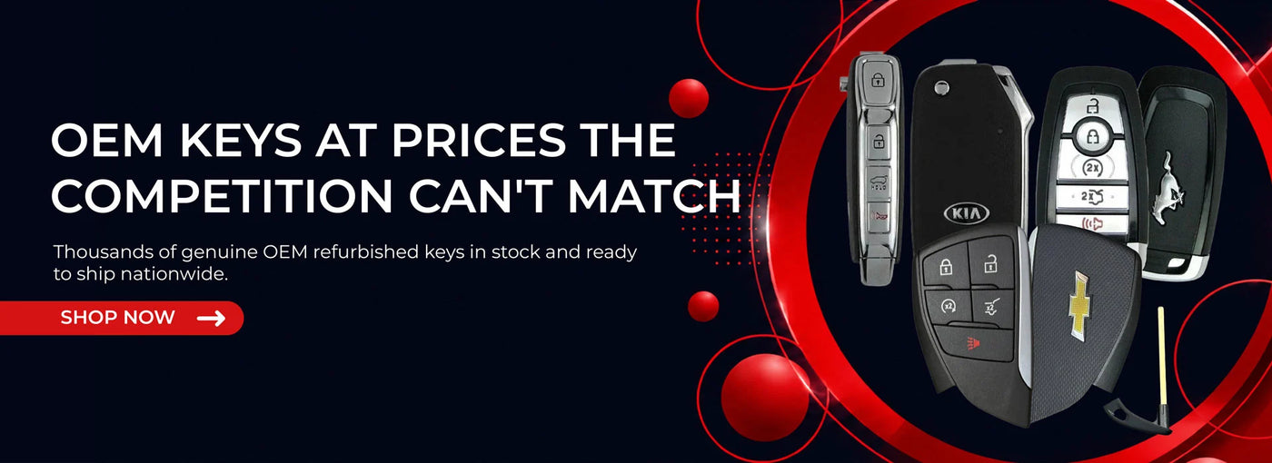 OEM refurbished car keys and key fobs for locksmiths and automotive professionals with wholesale pricing and nationwide shipping.  