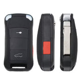 2003-2009 Porsche Cayenne 3-Button Remote Flip Key 955-637-244-06-01C KR55WK45032 Aftermarket - front, panic side, blade side